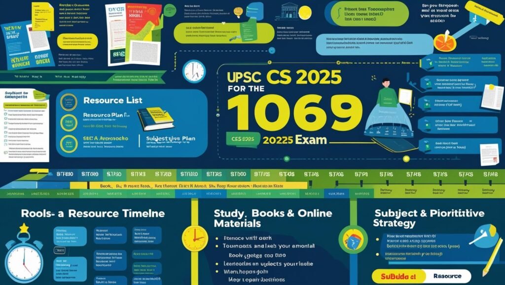 "UPSC CSE 2025 preparation strategy with study materials, books, and timetable"