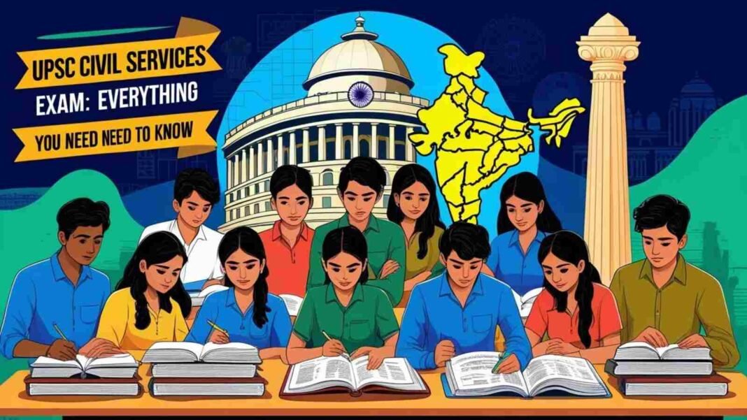 UPSC Civil Services Exam guide with law book and gavel symbolizing IAS preparation in India